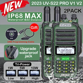 2PACK Baofeng UV-S22 PRO IP68 Veekindel Walkie Talkie Dual Band Suure Võimsusega CB Raadio Vhf-Uhf-CB-Ham Raadio Pikka Uuendamise UV-9R Pro