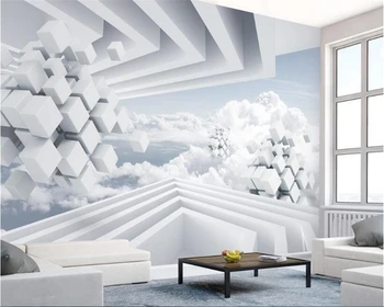 WELLYU de papel parede 3d tapeet 3D classic tapeet kolmemõõtmeline abstraktne ruum, sinine taevas, valged pilved TV background3D