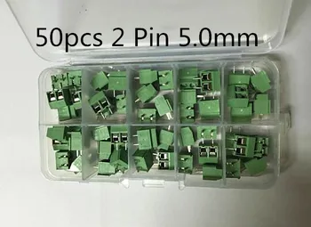 tasuta kohaletoimetamine 50tk 2 Pin Kruvi Roheline PCB Terminal Block 5mm Pistik Pigi koos kasti