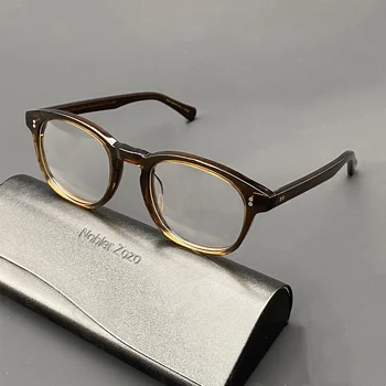 Kvaliteetne käsitsi valmistatud prillide Raam meeste Ovaalne Retro atsetaat Pruun optiliste Prillide raam naiste retsepti prillid