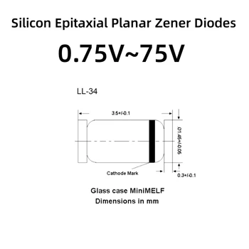 1000Pcs/Palju Zener diood 8.2 V LL34 ZMM8V2, 0,5 W,Klaasist diood,Räni Epitaksiaalsed Planaarne Zener Dioodid