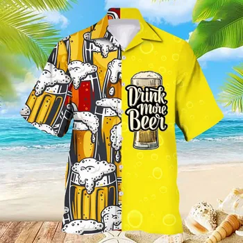 Havai Särk 3d Print Õlu Lühikeste varrukatega Kuuba Särk Beach Kanda Tshirt Ülemine Pool Vintage Stiilis Meeste ja Naiste Meeste Riided
