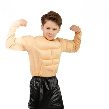 Muscle Man T-särk Role-playing Võltsitud rinnalihaste Võltsitud Kõhu Lihased Naljakas T-särk Rõivad Laste Rõivad Poiss