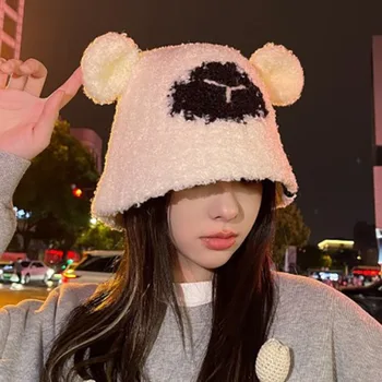 Talvel Palus Basseini Müts Armas Väike Karu Kõrvad Beanies Naiste Pullover Mütsid korea Kõrva Kaitse Rihm Beanies Müts Kõrvaklapid