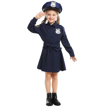 Laste Cop Kostüümid Tüdrukute Lapsed politseinik Cosplay Ühtne Sobib Pikad Varrukad Kleit Halloween Pool Karnevali Kostüüm
