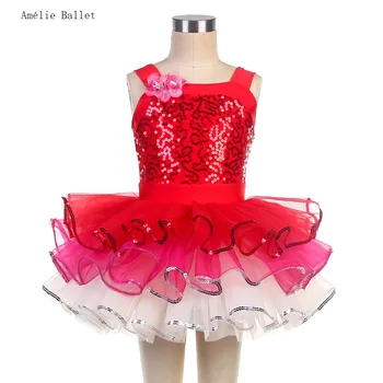 24005 Lapsed Punane Peep Varba Kingad Spandex Pihik Ballett Tantsu Tutu Tüdrukud Tulemuslikkuse Ballett Kostüümid Camisole Ballet Tutu