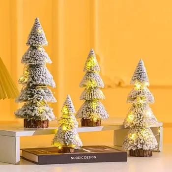 Loominguline Korduvkasutatavad Flokeeritud vaibad Cedar Tree Trendikas Mini Tõetruu Lumi Mänd, Käsitöö DIY Käsitöö Fotograafia Prop