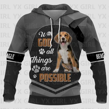 Jumalaga Kõik Asjad On Võimalikud-Beagle 3D Trükitud Topp Naiste, Meeste Pulloverid Street Tracksuit Armastus Koer Kingitus