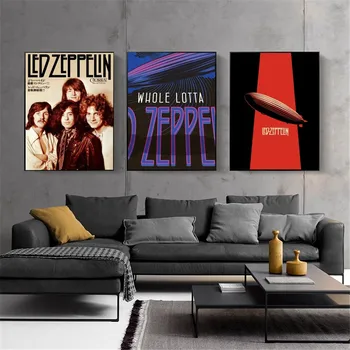 Bänd L-Led Z-Zeppelin Plakat Kraft Klubi Baar Paber Vintage Plakat Seina Art Maali Magamistuba Uuring Suur Szie Seina Maali Kleebised