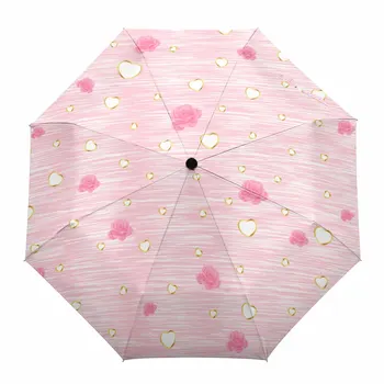 Sõbrapäeva Armastus Roos Tekstuur Roosa Väljas täisautomaatne Kokkuklapitavad Kaheksa Suunda Vihma Täiskasvanutele Trükitud Vihmavari