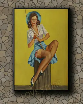 P117 Vintage Ilus Pin-up Tüdruk Klassikaline Pilt 236 Siidist Kangast Poster Art Decor Siseruumides Maali Kingitus