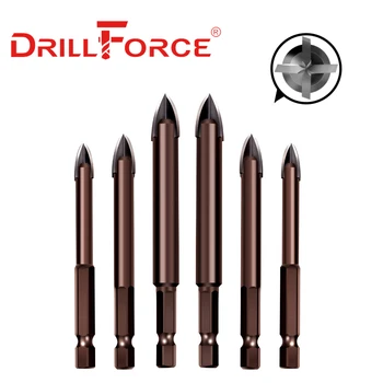 Drillforce Risti Hex Plaat Puuriterad klaaskeraamilise Konkreetne Auk Avaja 4 Labad Karbiid Nippi Oda Drill Bit 3/4/5/6/8/10/12mm
