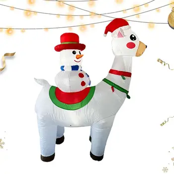 6FT Täispuhutav Lumememm jõulukaunistused Elf Ratsutamine Alpaca Kujuline LED Valgus Õhkima Õue Kaunistused Xmas Täispuhutav Rekvisiidid