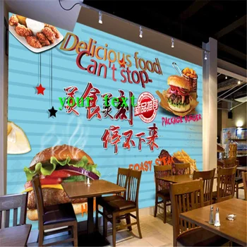 Euroopa ja Ameerika Burger, friikartulid Seina Paper3D kiirtoidu Restoran, Snack Bar Tööstus-Decor Taust Seinamaaling Tapeet