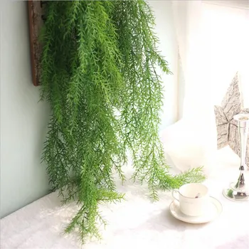 Kunstlik taimed männiokkaid pehme kunstnahast viinapuu rotangist kodu dekoratiivkõrreliste võltsitud tehase seina riputamise teenetemärgi rohelised