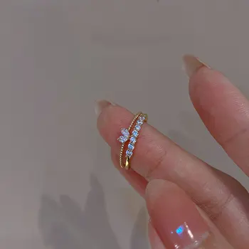 Armas Disainer Süda Ring Crystal Komplektid Luksus kihlasormus Naiste Võlu Pruudi Pulmas Bänd ystävänpäivä Kingitus Ehted