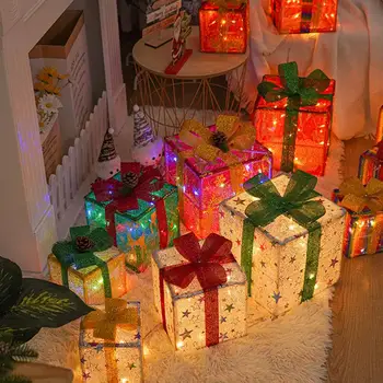 Jõulud Tuled kinkekarbis Pidulik Jõulud kinkekarbis Kaunistused Koju Väljas Xmas Tree Ornament Komplekt 3 Kohal Kastid