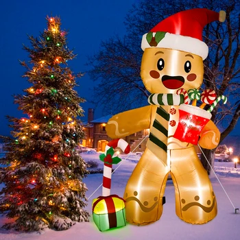 8FT Jõulud Inflatables Väljas Kaunistused Piparkoogid Mees Õhkima Õue Teenetemärkide 8 LED Tuled Väljas Muru Aed