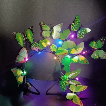 LED Light Hõõguv Vilkuv Liblikas Fascinator Peapael Võra Tee Poole Kostüüm Headpiece Peakatet Halloween navidad