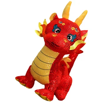 Hiina Uus Aasta-Draakon Mänguasi 2024 Zodiac Dragon Doll Cartoon Palus Dragon Figuriin Maskott Draakon Nukk