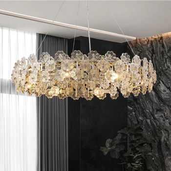 Luksuslik lühter kaasaegne elutoa lambi crystal lilled loova kunsti klaasist dekoratiivne valgustus